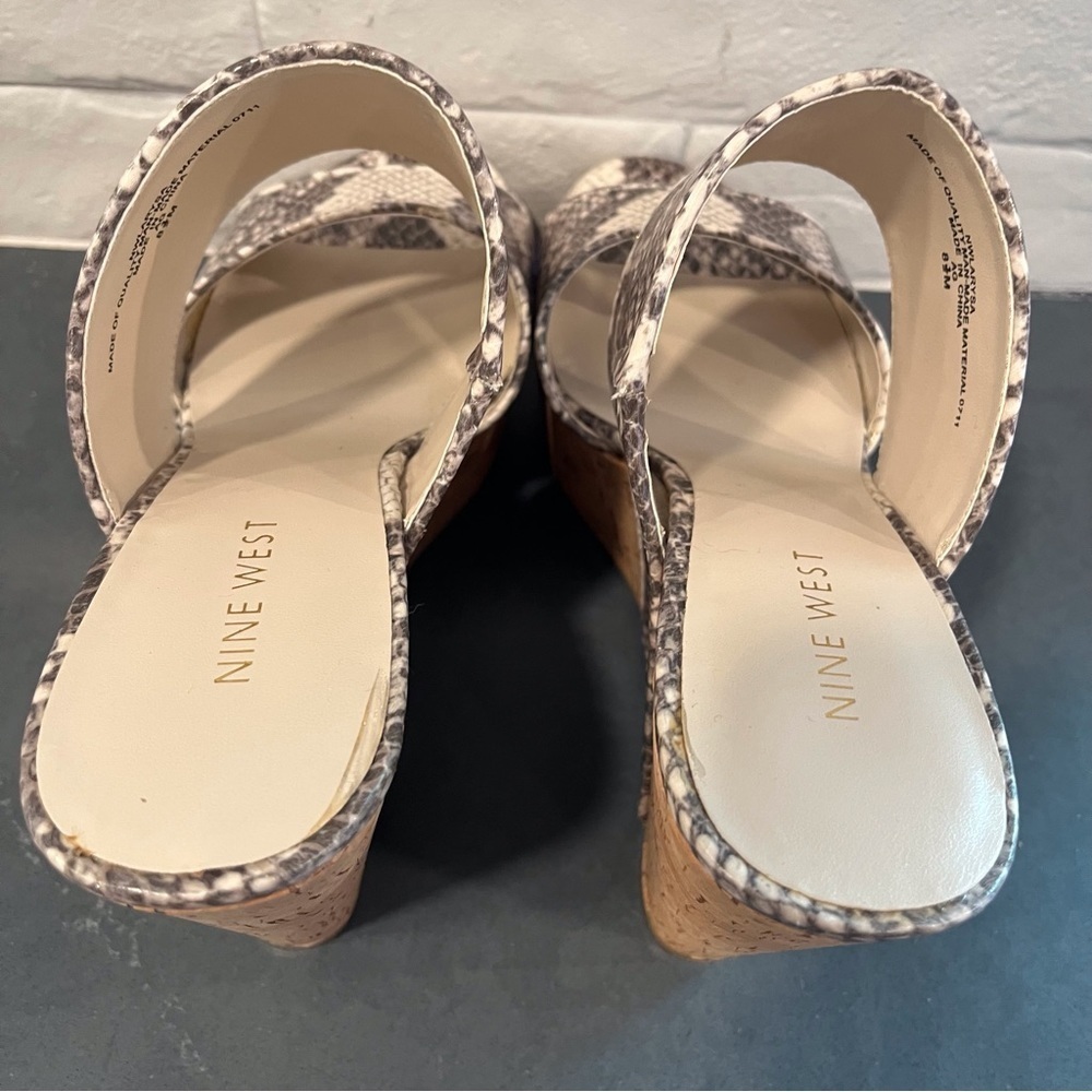 Nine West sz 8.5 Larysa python print strappy platform wedge sandals - Picture 6 of 11
